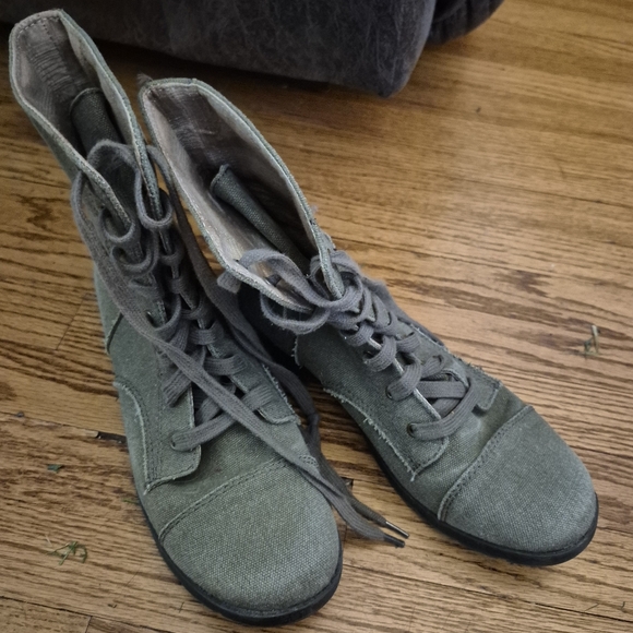 Arizona Olive Green Canvas Moto Boot Size 10 M Roper Style Buckle Lace Up Fall - Picture 1 of 7